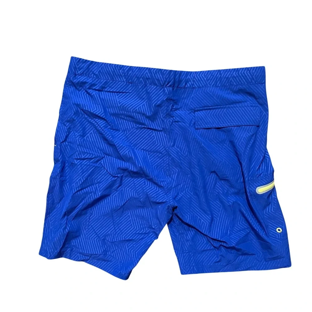 ZeroXposur Mens Blue Geometric Swim Trunks Board Shorts‎ Size Large Cargo Pocket
